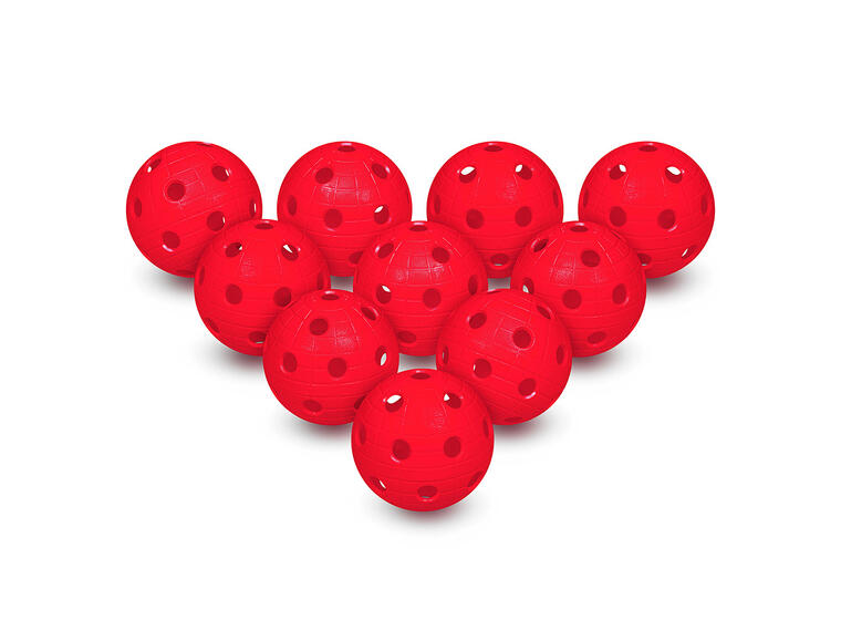 Salibandypallo Crater Unihoc | Punainen 10 kpl | Uurrettu | Virallinen IFF-pallo 