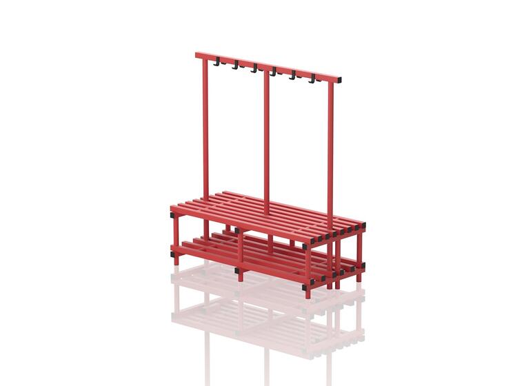 Sittebenk dobbel med knaggrekk | Rød 170 x 200 x 71 cm 