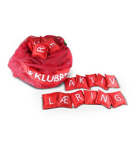 142 beanbags 7,6*7,6-nordic letters RED Nylon - print both sides - colour red