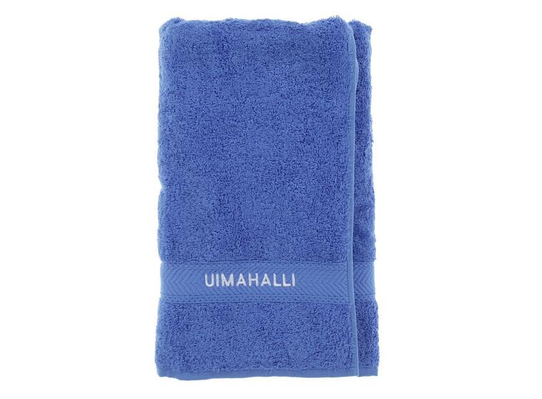 Pyyhe sininen 70 x 140 Brodeeraus: UIMAHALLI 