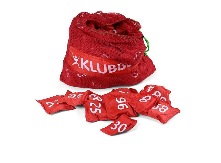 101 beanbags with numbers 0-100 Red - print both sides + mesh bag 