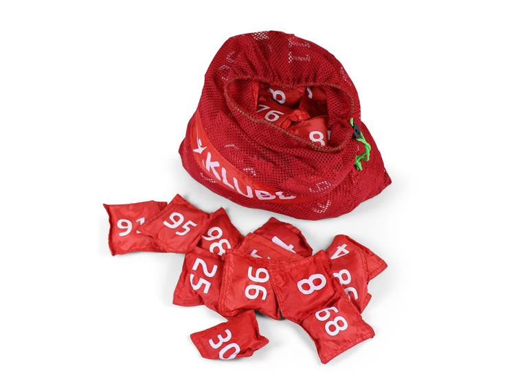101 beanbags with numbers 0-100 Red - print both sides + mesh bag 