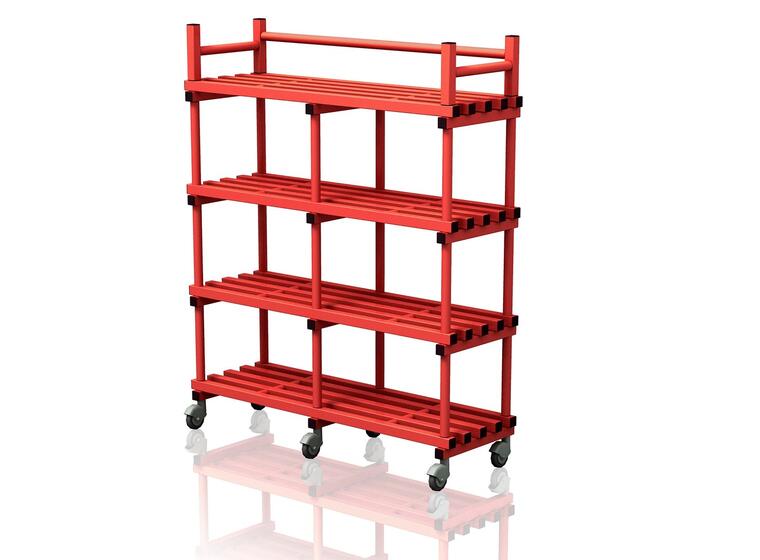Mobile shelf with top rack 150 cm Red 150 x 50 x 184 cm 