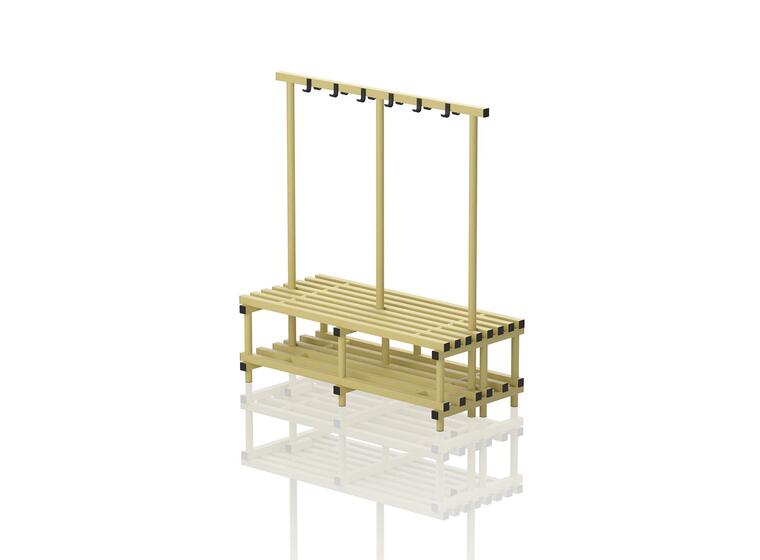 Sittebenk dobbel med knaggrekk | Gul 170 x 200 x 71 cm 