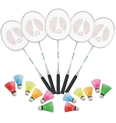Badmintonsett Standard 10 racketer - 5 pk baller
