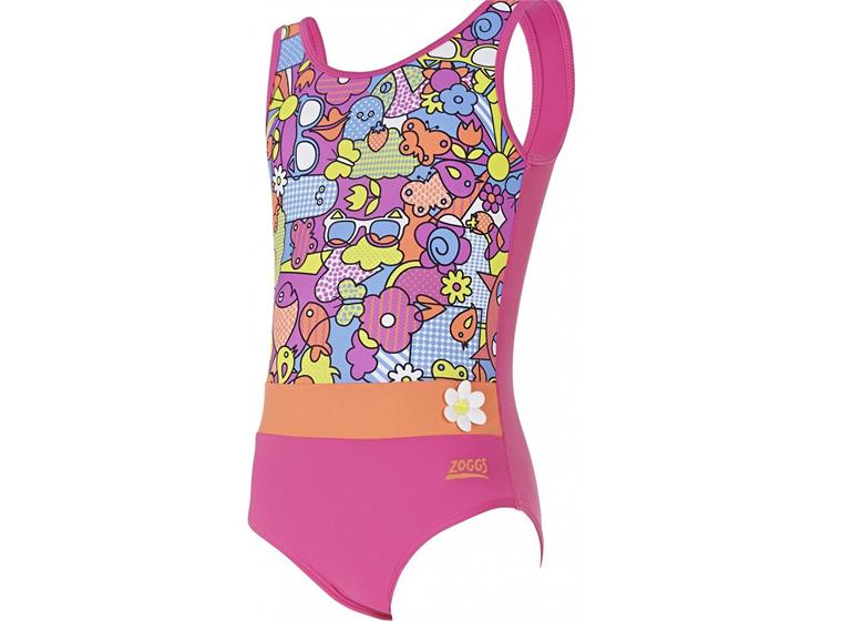 Playtime Retro Scoopback Badedrakt 80cm Zoggs - Multi/Rosa - Elastomax - Barn 