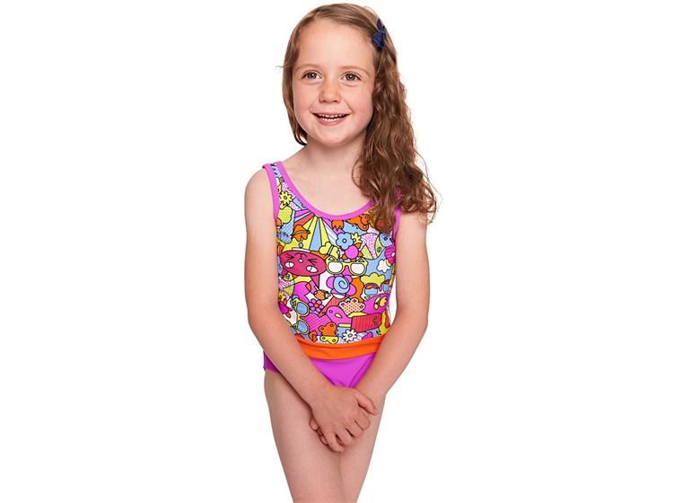 Playtime Retro Scoopback Badedrakt 80cm Zoggs - Multi/Rosa - Elastomax - Barn 