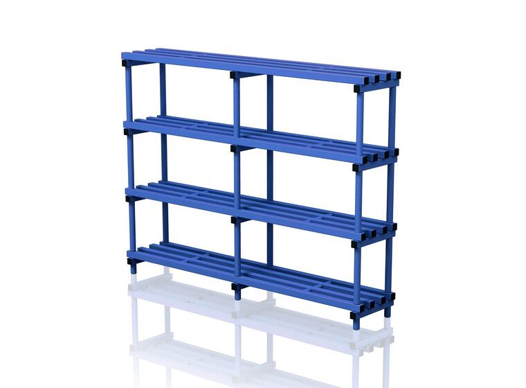 Double section free standing shelves. 