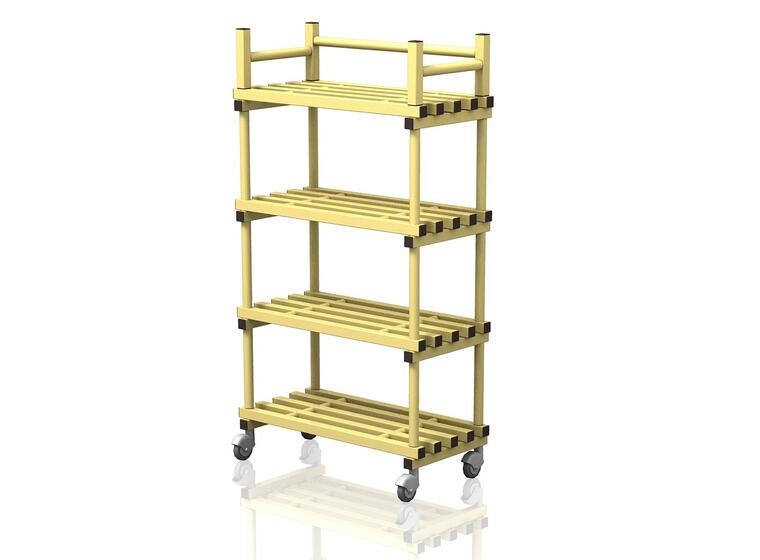 Mobile shelf with top rack 100 cm Yellow 