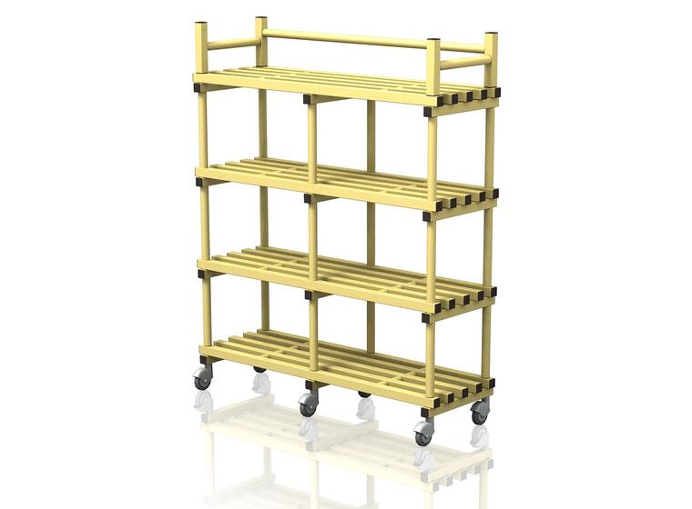 Mobile shelf with top rack 150 cm Yellow 150 x 50 x 184 cm 