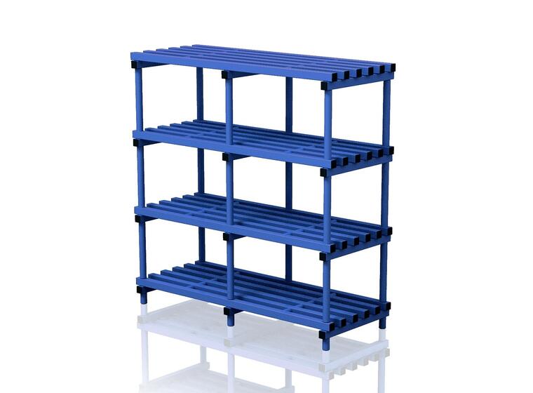 Double section free standing shelves. 