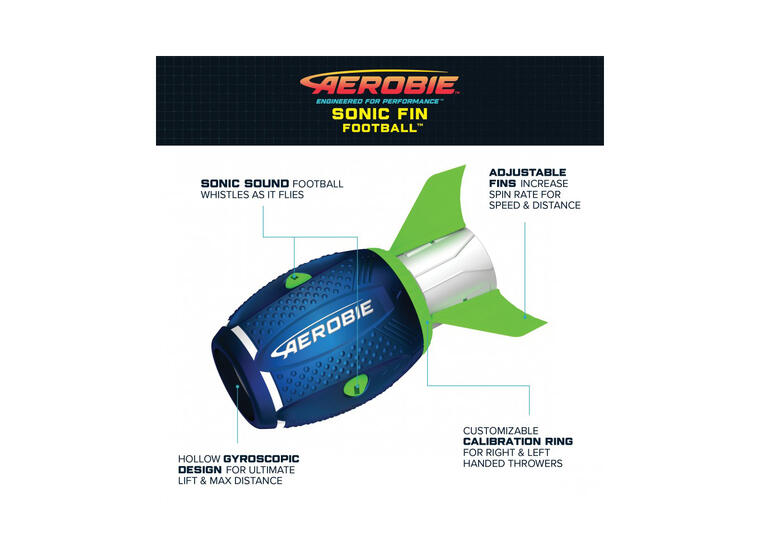 Aerobie | Sonic Fin F21 Heittopallo 13,7x11,8x24,8 cm | Tummansininen 