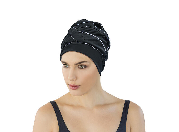 Fashy Fabric Swim Cap Black and white 