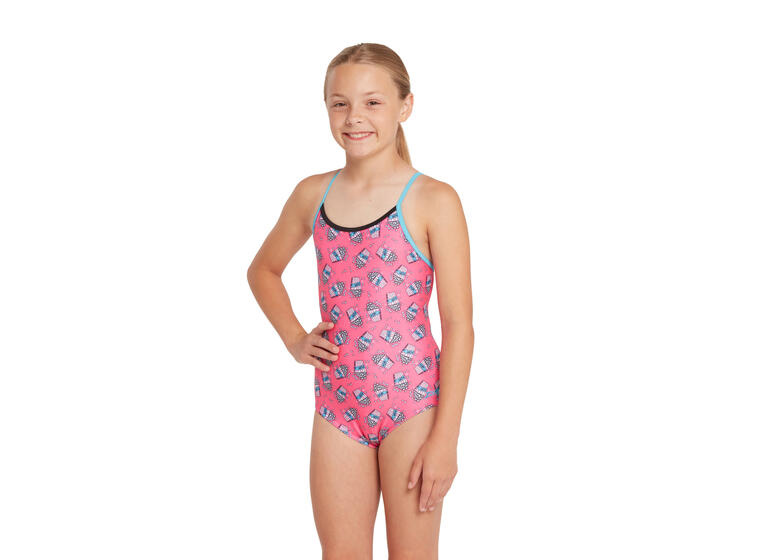 Pop Corn Starback Badedrakt jr 128cm Zoggs | Rosa/Flerfarget | Ecolast 