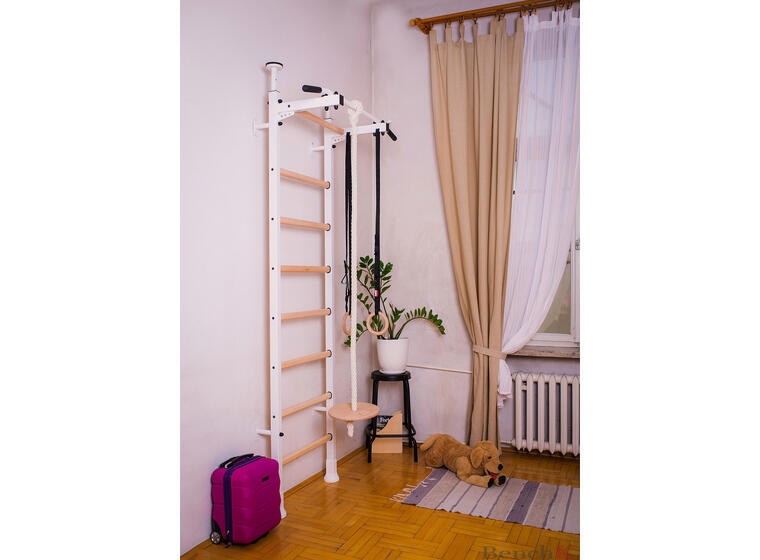 BenchK "212" Fitness Wall Bars. Fully flexible for multifunctional use. White 