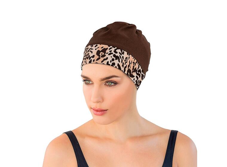 Fashy Fabric Swim Cap Brown / Cheetah 