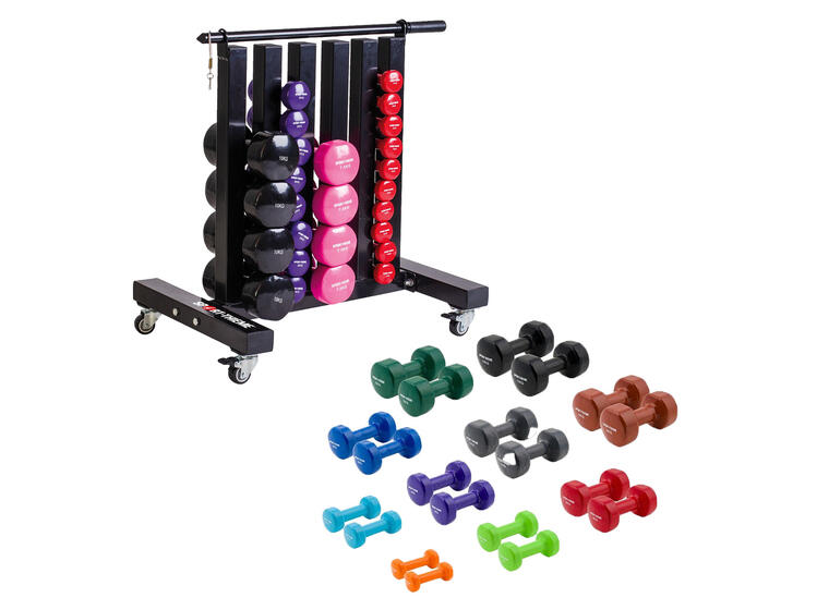 Sport-Thieme | Käsipainosetti telineellä Vinyylipäällyste | 1-10 kg 