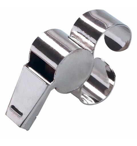 Referee whistle w/metal finger grip