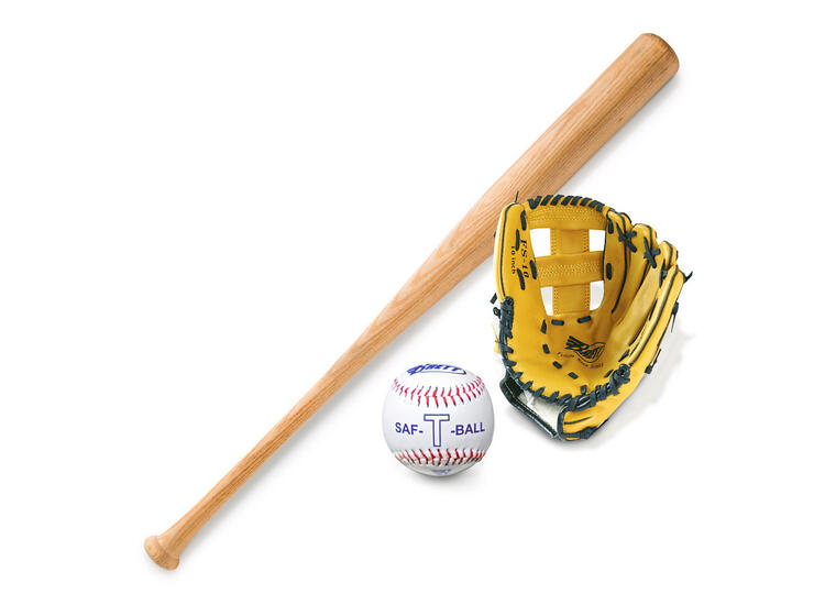 Baseball-setti Junior, vas. käden räpylä Sis. maila, pallo ja räpylä 