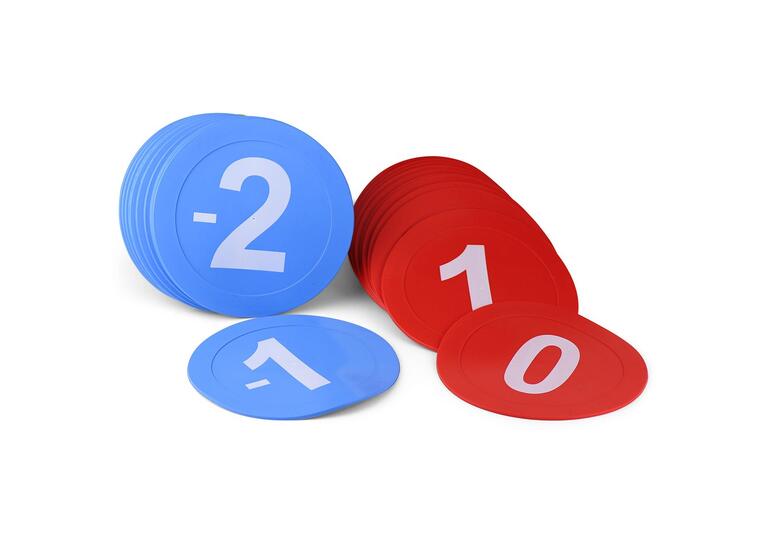 Klubben | Kumilevyt numeroin -10–10 Punainen (0–10), Sininen (-10–0) 