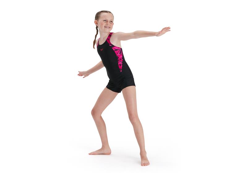 Speedo | Hyper Boom Uimpuku Legsuit | Musta/Pinkki | Koko 116 cm