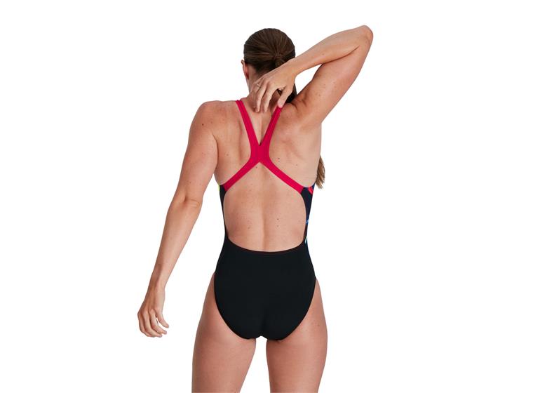 Speedo | Placement Digital Uimapuku Powerback | Musta/Pinkki | Koko EU38