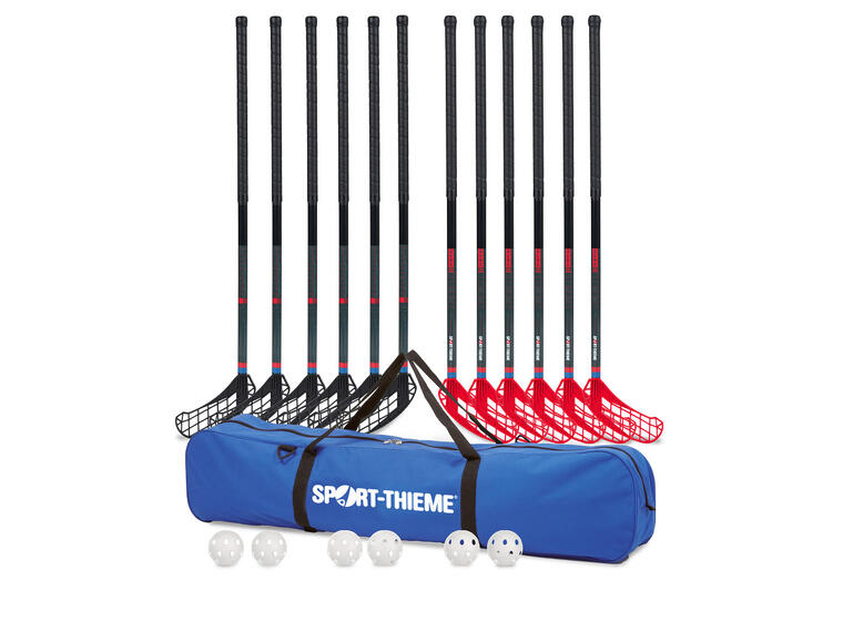 Sport-Thieme | Salibandysetti Rush 95 cm 12 Mailaa | 6 Palloa | Laukku 