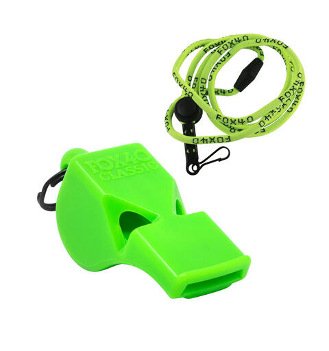 Fox 40&#39;s Classic Neon Green Whistle With Breakaway Lanyard