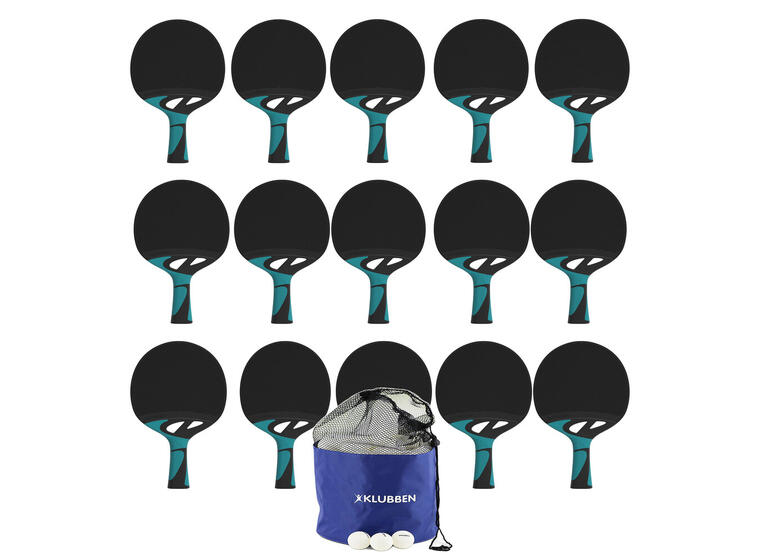 Pöytätennissetti Tacteo 30 Outdoor 15 mailaa ja 144 valkoista palloa 