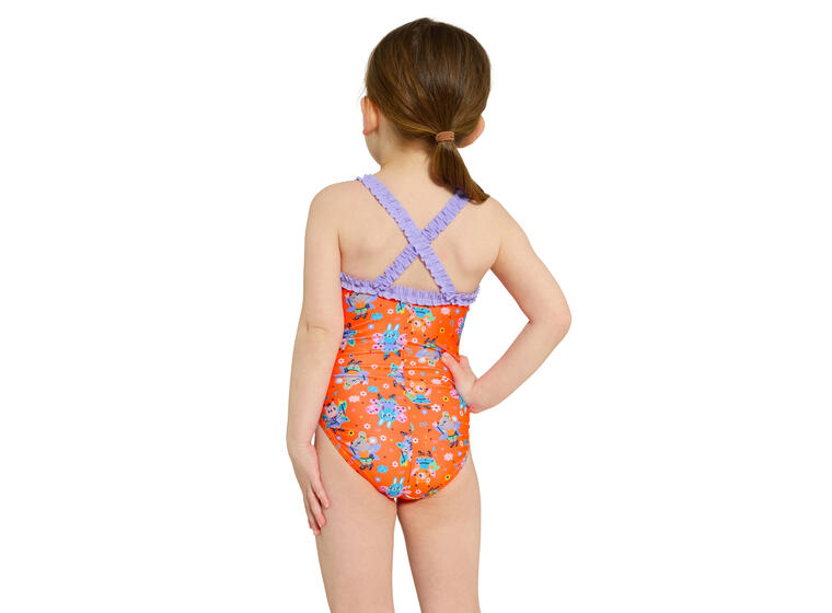 Tinker Ruffle Crossback Badedrakt 98cm Zoggs | Oransje/Flerfarget | Ecolast 