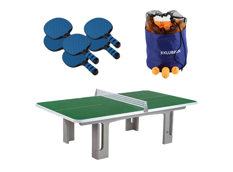 Pöytätennispaketti ulkokäyttöön Betonipöytä, mailat ja pallot 
