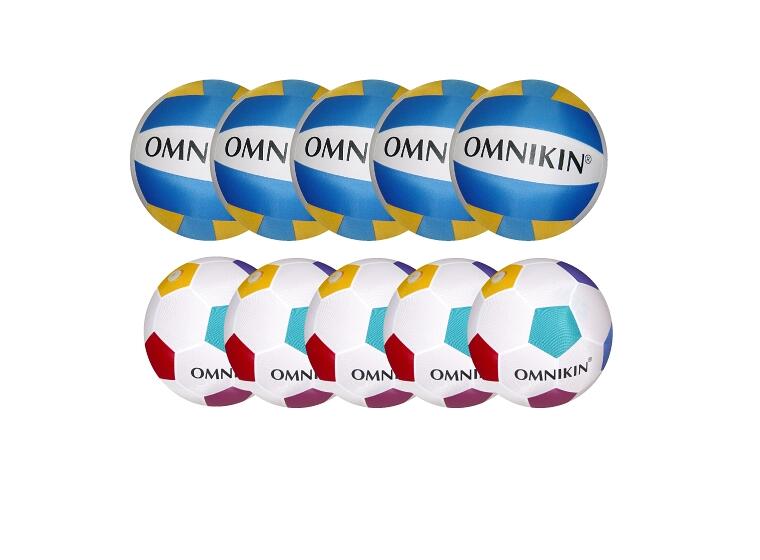 Omnikin® jalkapallo ja lentopallo Pakkauksessa 10 superkevyttä palloa 