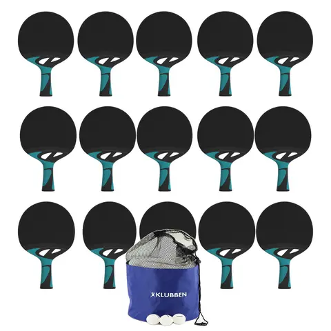 Bordtennissett Tacteo 30 Outdoor 12 stk racketer - 144 oransje baller