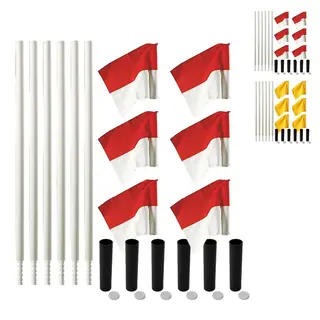 Hjørnestolper fleksible med flagg Sett med 6 stolper, flagg og bakkehylser