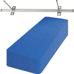 Setti Jumppamatto 180 x 60 x 1 cm 10 sinistä mattoa ja seinäteline