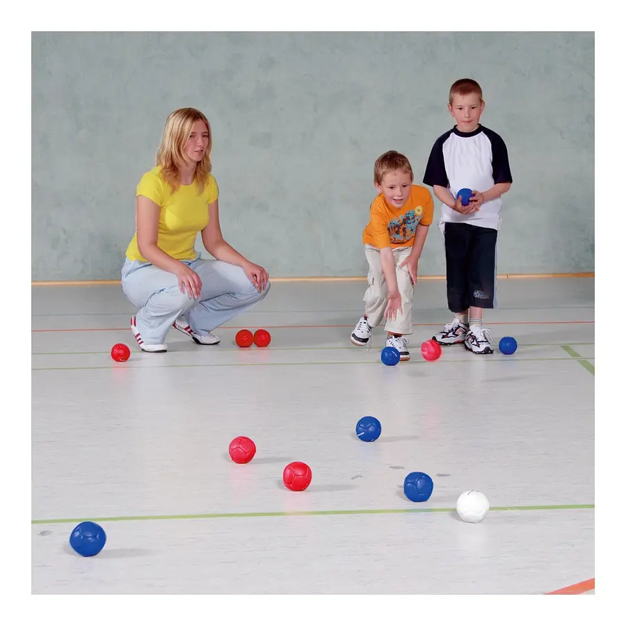 Boccia soft sisäkäyttöön 6 pun., 6 sin. ja 1 valk. pallo 