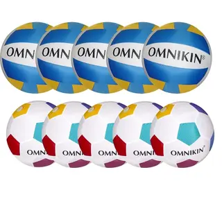 Omnikin&#174; jalkapallo ja lentopallo Pakkauksessa 10 superkevytt&#228; palloa