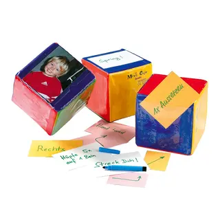 Aktivitetsterninger 16 cm 3 stk terninger med plastlomme
