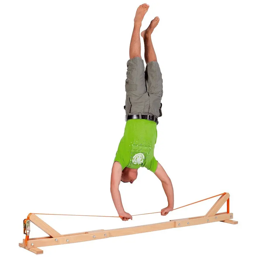 Teline slackline-tasapainonauhalle 240 x 30 x 32 cm, nauha mukana 