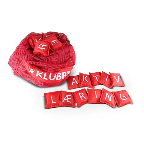 142 beanbags 7,6*7,6-nordic letters RED Nylon - print both sides - colour red