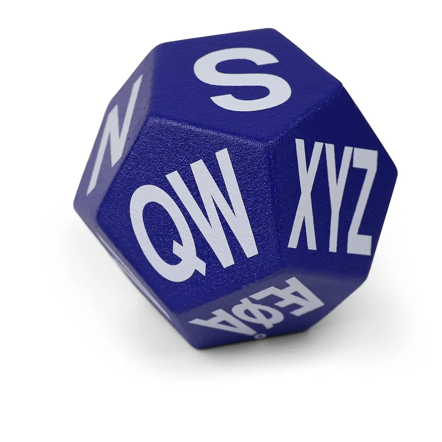 Klubben | 12-Sivuinen Noppa 2 kpl | 20 cm | Sininen | Kirjaimilla 
