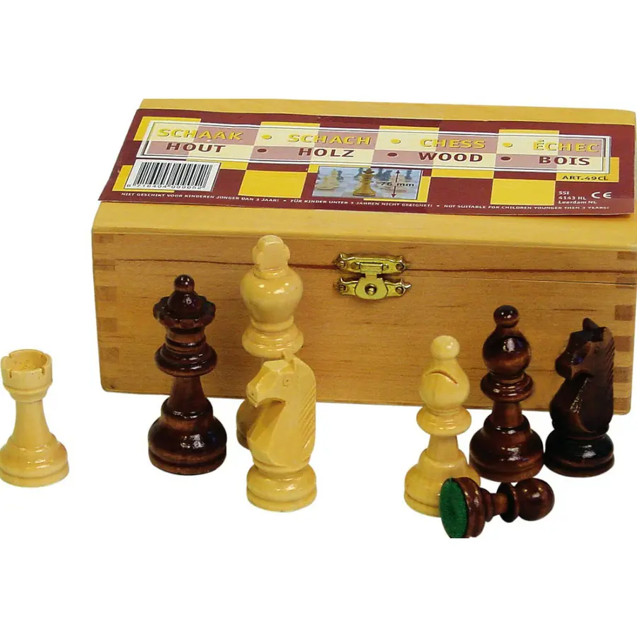 Sjakkbrikker levert i treboks 87 mm 