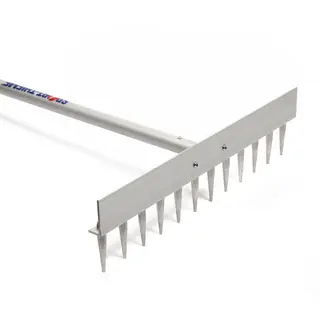 rake with scraper for jump pit