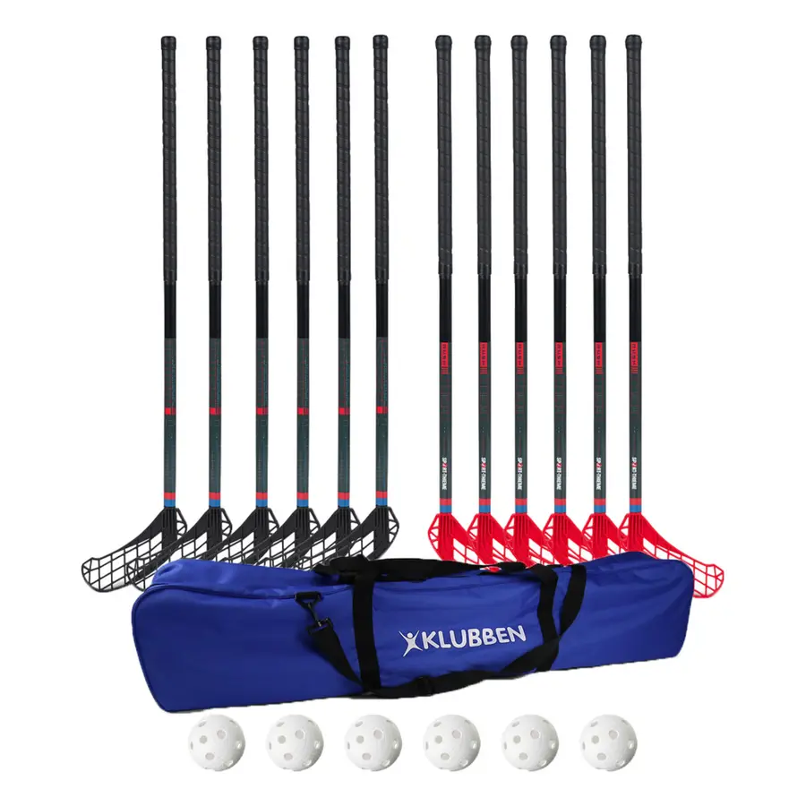 Klubben | Salibandysetti Rush 95 cm 12 Mailaa | 6 Palloa | Laukku 