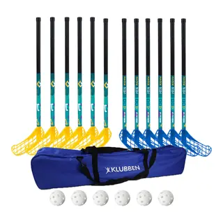Klubben | Salibandysetti Match Kids 12 Mailaa | 6 Palloa | Laukku | 70 cm