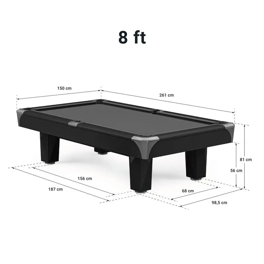 Biljardipöytä Master Liuskeki 8 ft Musta Simonis 860 -pöytäliina 