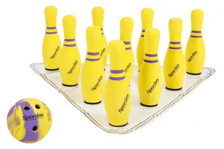 Bowlingsett Spordas i skum 38 cm bowlingkjegler og bowlingkule
