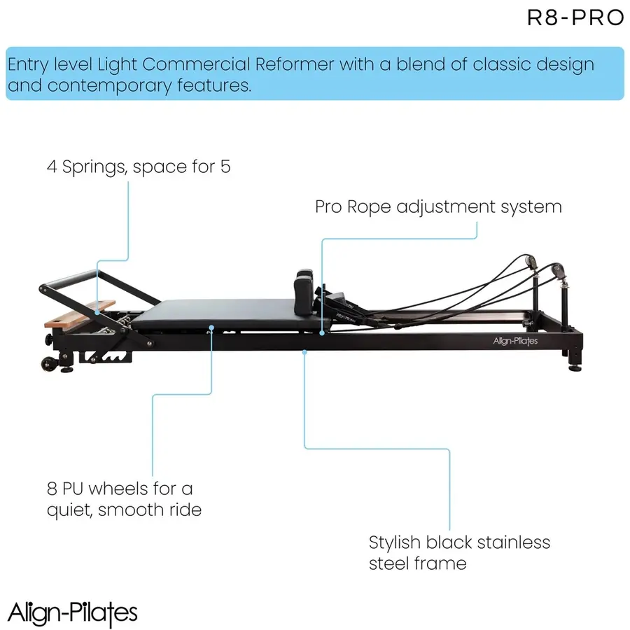 Align-Pilates | Pilates Reformer R8 Pro 248x67x23 cm | 59,1 kg 
