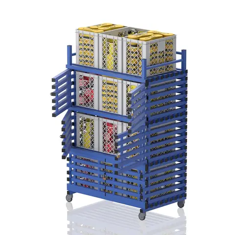 Utstyrsskap med l&#229;sbare rom - 3stk Bl&#229; - 136 x 76 x 208 cm