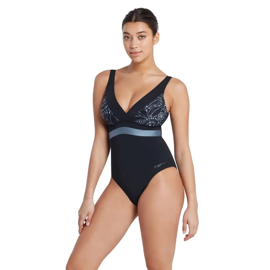 Stellar Square Back Badedrakt EU34 Zoggs | Svart/Flerfarget | Ecolast+ 
